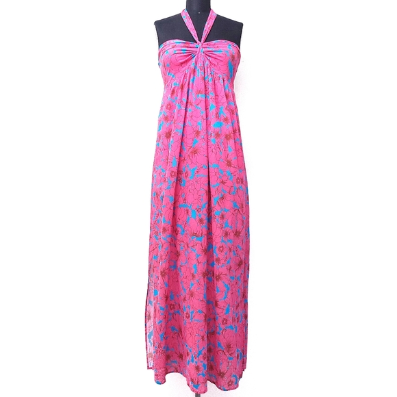 Xirena Barbiecore Adley Floral Halter Vacation Vibrant Colors Maxi Dress - Picture 3 of 15